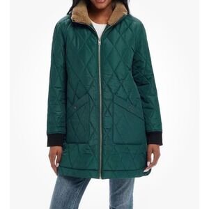 NWT Weatherproof Vintage Quilted Sherpa Lined Barn Jacket Green Long Coat Small‎